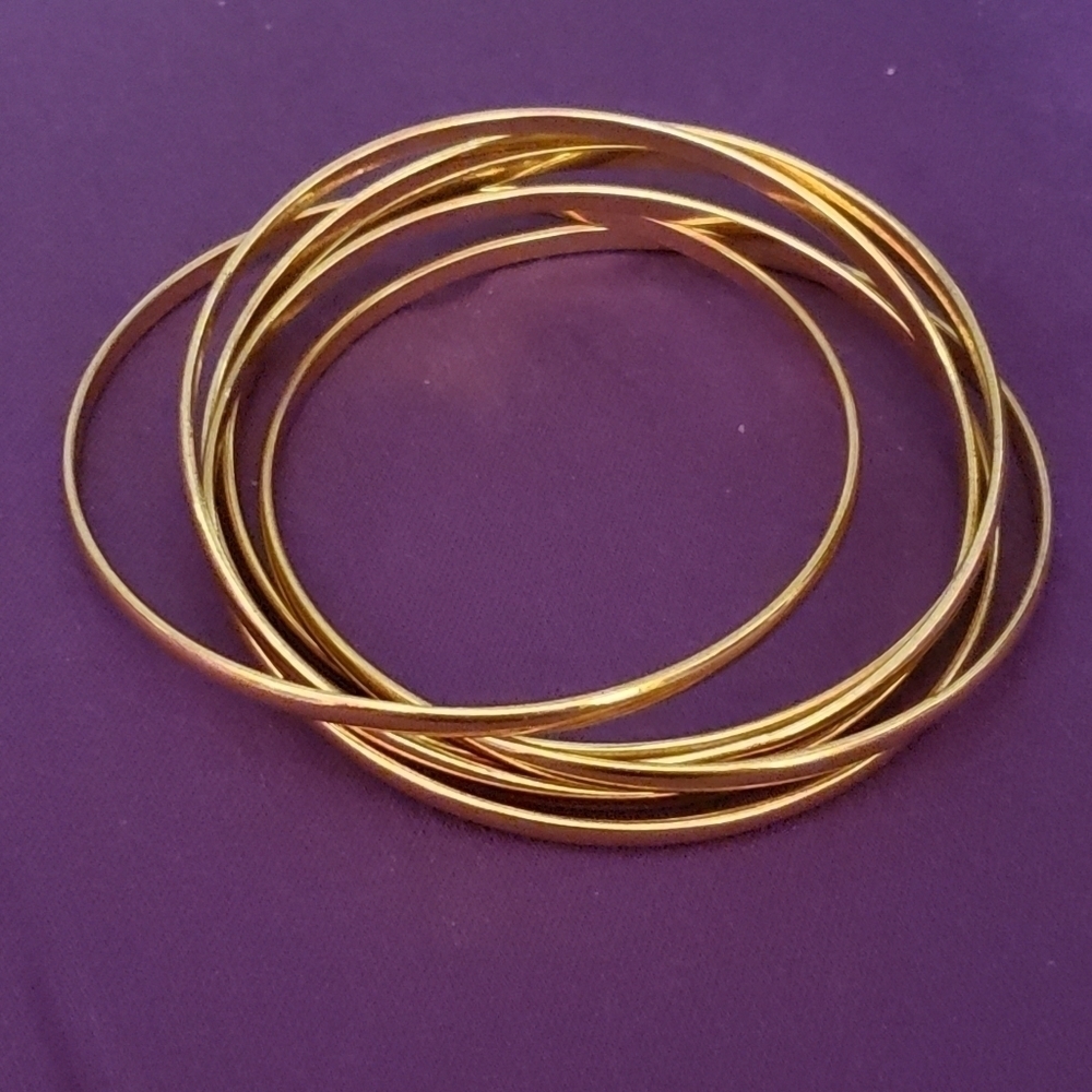 6 Interlocking Gold Tone Bracelets - image 4